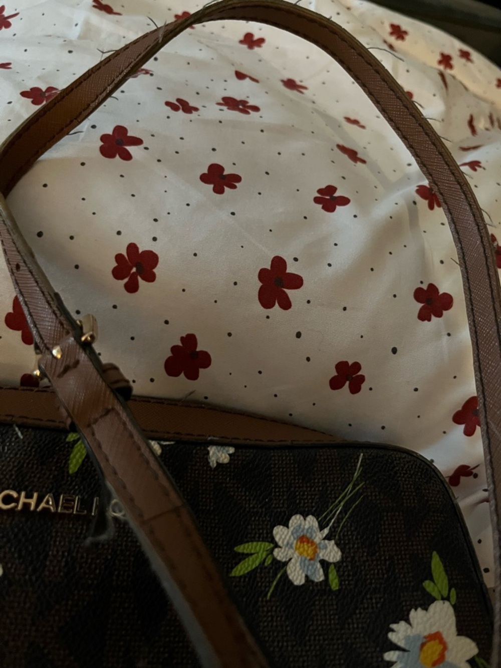 Michael Kors Brown Floral Crossbody Bag - Picture 6 of 7